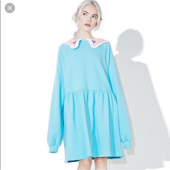 Lazy Oaf X Disney Cinderella Sweater Dress Blue Pink Long Sleeve Size Small GUC - Picture 10 of 10